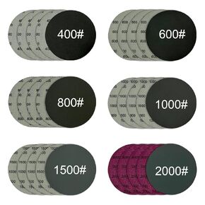 5 Inch Sanding Discs Hook and Loop, 30 Pcs Wet Dry Sandpaper, 400 600 800 1000 1500 2000 Grit Sandpaper, Round Sand Paper for Orbital Sander, Auto, Wood or Metal Polishing
