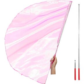 Worship Flag with Scalable Rod, 50" Soft Semicircle Polyester Flag for Dance Practice Performance, Praise Flag, Divine Dance Flag, Flex Banner(White)