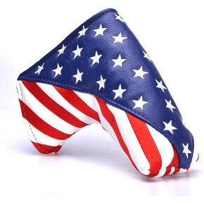 USA Golf Blade Putter Cover Magnetic Closure Stars and Stripes American Flag Pattern Design Patriotic Golf Head Covers