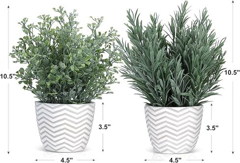 نباتات خشبية مزيفة بوعاء - نباتات وهمية لديكور المنزل والمكتب والمزرعة، نباتات صناعية في أواني أسمنتية بيضاء، عبوتان in Kuwait