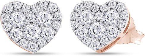 SAVEARTH DIAMONDS 1 Carat Round Cut Lab Created Moissanite Diamond Heart Shaped Cluster Stud Earrings In 14K Gold Over Sterling Silver Jewelry For Women (G-H Color, VVS1 Clarity, 1 Cttw) in Saudi Arabia