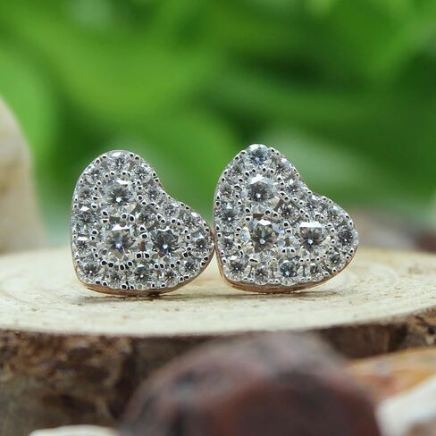 SAVEARTH DIAMONDS 1 Carat Round Cut Lab Created Moissanite Diamond Heart Shaped Cluster Stud Earrings In 14K Gold Over Sterling Silver Jewelry For Women (G-H Color, VVS1 Clarity, 1 Cttw) in Saudi Arabia