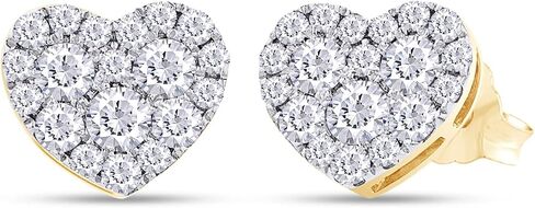 SAVEARTH DIAMONDS 1 Carat Round Cut Lab Created Moissanite Diamond Heart Shaped Cluster Stud Earrings In 14K Gold Over Sterling Silver Jewelry For Women (G-H Color, VVS1 Clarity, 1 Cttw) in Saudi Arabia