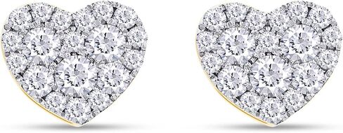 SAVEARTH DIAMONDS 1 Carat Round Cut Lab Created Moissanite Diamond Heart Shaped Cluster Stud Earrings In 14K Gold Over Sterling Silver Jewelry For Women (G-H Color, VVS1 Clarity, 1 Cttw) in Saudi Arabia