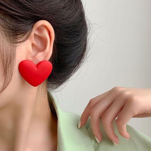 Boho Acrylic Love Heart Stud Earrings for Women,Unique Lover Heart Earrings Valentine's Day Wedding Birthday Jewelry Gifts in Saudi Arabia