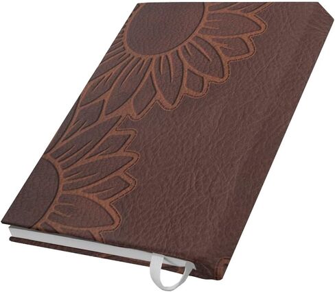 Embossed Leather Sunflower Hardcover Book Cover Sleeve - Washable and Stretchable with Ribbon Bookmark, Fits 9-11 Inch Books, Perfect Gift for Kids in Saudi Arabia