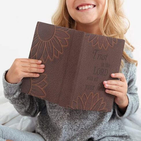 Embossed Leather Sunflower Hardcover Book Cover Sleeve - Washable and Stretchable with Ribbon Bookmark, Fits 9-11 Inch Books, Perfect Gift for Kids in Saudi Arabia
