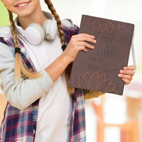 Embossed Leather Sunflower Hardcover Book Cover Sleeve - Washable and Stretchable with Ribbon Bookmark, Fits 9-11 Inch Books, Perfect Gift for Kids in Saudi Arabia