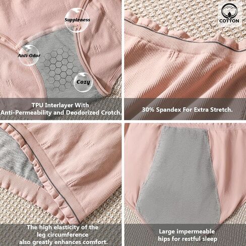 Plus Size Absorbent Panties, 3 Pack Leakproof Plus Size Underwear for Women, Stretchy Moisture Wicking Cotton Briefs in Saudi Arabia