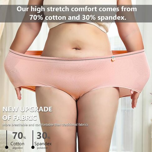 Plus Size Absorbent Panties, 3 Pack Leakproof Plus Size Underwear for Women, Stretchy Moisture Wicking Cotton Briefs in Saudi Arabia