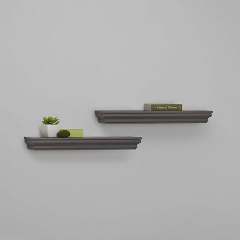 Melannco Floating Wall Mounted Moulding Shelf, Set of 2, Black - 5238437 in Saudi Arabia