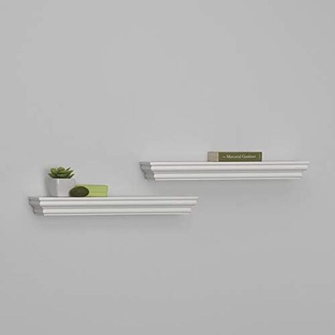 Melannco Floating Wall Mounted Moulding Shelf, Set of 2, Black - 5238437 in Saudi Arabia