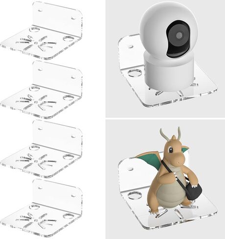 Clear Acrylic Wall Shelf 3 Pack for Smart Security Cameras, Baby & Pet Monitors, Small Floating Shelf for Plants, Speaker, Dog Camera, with Cable Clips in Saudi Arabia