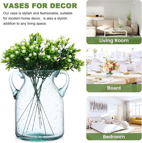 GANAZONO Clear Glass Vase Modern Flower Vase Decorative Vase Flower Arranging Vase for Dining Room Bedroom Decor in Saudi Arabia