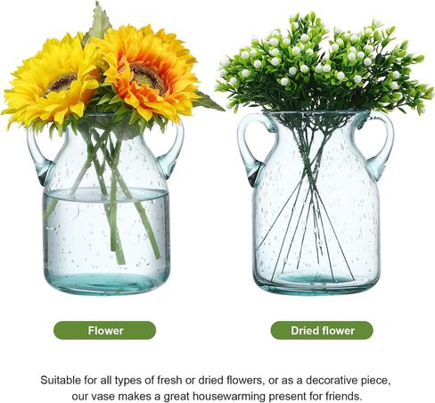 GANAZONO Clear Glass Vase Modern Flower Vase Decorative Vase Flower Arranging Vase for Dining Room Bedroom Decor in Saudi Arabia