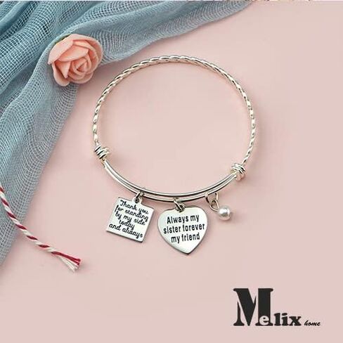 Melix Home Maid of Honor Gift Sister Bracelet Thank You For Standing By My Side Today and Always, Always My Sister Forever My Friend Bracelet Bridesmaid Bracelets in Saudi Arabia