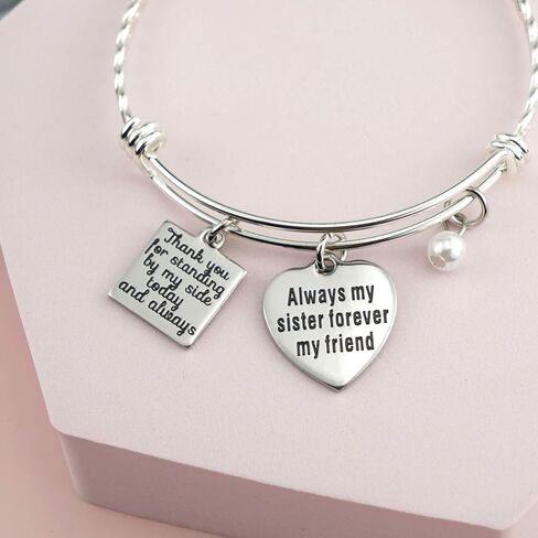 Melix Home Maid of Honor Gift Sister Bracelet Thank You For Standing By My Side Today and Always, Always My Sister Forever My Friend Bracelet Bridesmaid Bracelets in Saudi Arabia