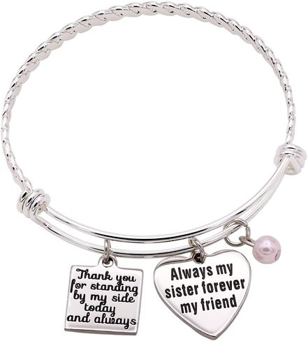 Melix Home Maid of Honor Gift سوار الأخت، شكرًا لك على وقوفك بجانبي اليوم ودائمًا، دائمًا أختي للأبد، سوار صديقي، أساور وصيفة العروس in Kuwait