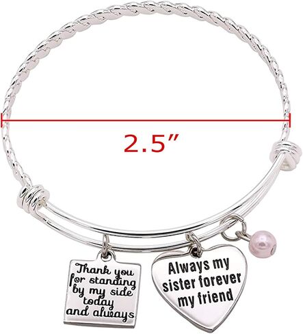 Melix Home Maid of Honor Gift سوار الأخت، شكرًا لك على وقوفك بجانبي اليوم ودائمًا، دائمًا أختي للأبد، سوار صديقي، أساور وصيفة العروس in Kuwait