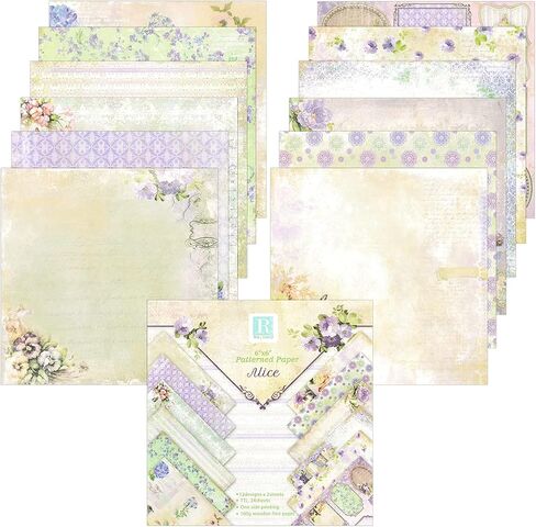 allydrew 6x6 Decorative Single-Sided Scrapbook Paper for Arts & Crafts Projects, Scrapbooking, Card-Making, Lavender Floral Theme in Saudi Arabia
