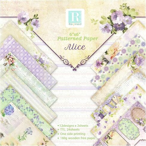 allydrew 6x6 Decorative Single-Sided Scrapbook Paper for Arts & Crafts Projects, Scrapbooking, Card-Making, Lavender Floral Theme in Saudi Arabia