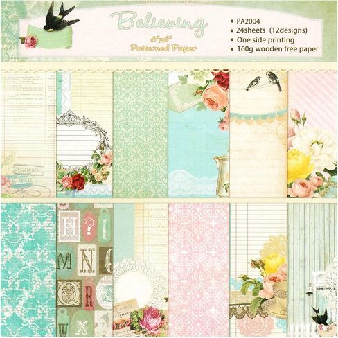 allydrew 6x6 Decorative Single-Sided Scrapbook Paper for Arts & Crafts Projects, Scrapbooking, Card-Making, Lavender Floral Theme in Saudi Arabia