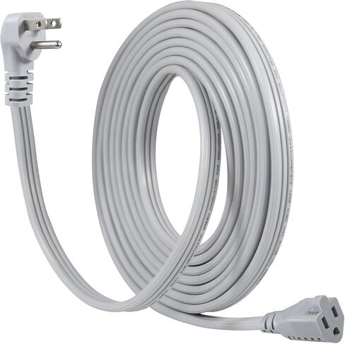 KUNCAN Appliance Power Extension Cord - 3 Prong Flat Wire SPT-3 14 AWG Heavy Duty Male to Female Extender Low Profile Grounded Cable for Major AC Unit, Air Conditioner, Refrigerator (12 Feet) in Saudi Arabia