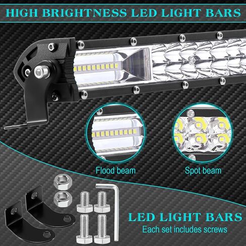 طقم شريط إضاءة LED مكون من 8 قطع، شريط إضاءة للطرق الوعرة بصف مزدوج، مصباح قيادة ضوء الضباب مع مجموعة أسلاك 12 فولت، ضوء LED للشاحنات ATV UTV SUV، قارب بيك اب (40 بوصة، 20 بوصة) in Kuwait