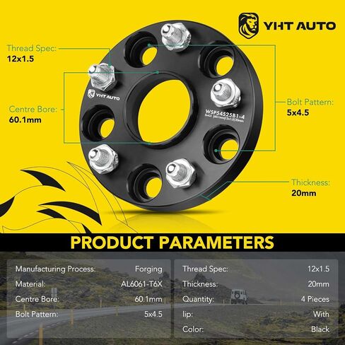 YHTAUTO 5x4.5 Hub Centric Wheel Spacers 1.25 Inch Fits Toyota, Lexus & Scion Models, Camry, RAV4, Prius, Avalon, RX, 5x114.3mm Tire Spacers w/ 12x1.5 Studs 60.1 mm Hub Bore 5 Lug 2Pcs Black Adapter in Saudi Arabia