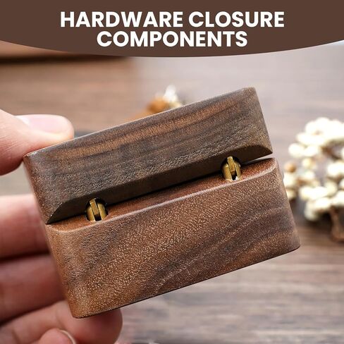 Ring Box, Wooden Ring Box for Wedding Ceremony, Birthday, Engagement Ring Box for Proposal Bearer Box, 2 Slots, Vintage Square Solid Wood Double Ring Holder Case Box (Black) in Saudi Arabia