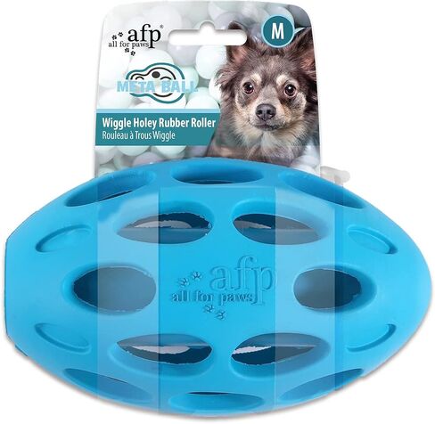 ALL FOR PAWS Indestructible Dog Toys for Aggressive chewers Dog chew Toys Tough Dog Toys for Aggressive chewers Indestructible Dog Toys Dog Rubber Football Meta Ball (Wiggle Holey Roller M) in Saudi Arabia