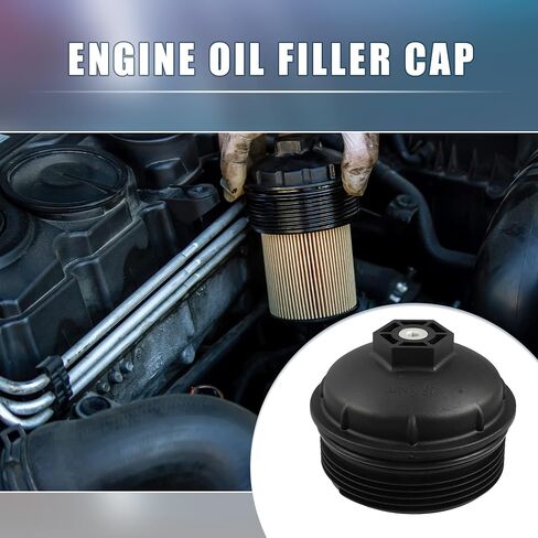 زيت المحرك مبيت مرشح التدفق العالي غطاء غطاء 03H115433 لشركة فولكس فاجن طوارق 3.6L 2013-2017 البلاستيك الأسود in Saudi Arabia