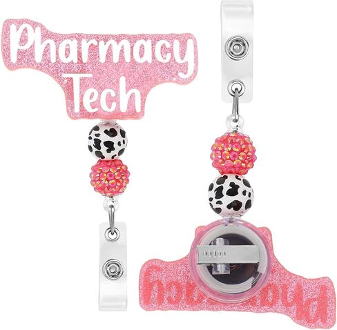 Badge Reel Holder LPN Retractable Name Tag Holder Licensed Practical Nurse Bling Cute Glitter ID Alligator Clip Nursing Badge Holder for Clinic School Hospital Work Accessories in Saudi Arabia