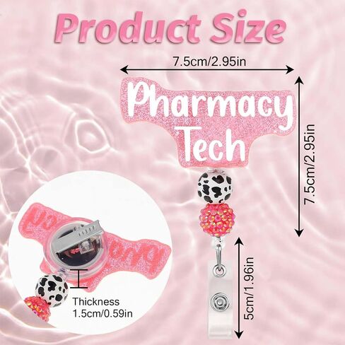 Badge Reel Holder LPN Retractable Name Tag Holder Licensed Practical Nurse Bling Cute Glitter ID Alligator Clip Nursing Badge Holder for Clinic School Hospital Work Accessories in Saudi Arabia