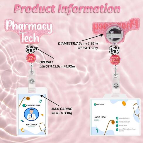 Badge Reel Holder LPN Retractable Name Tag Holder Licensed Practical Nurse Bling Cute Glitter ID Alligator Clip Nursing Badge Holder for Clinic School Hospital Work Accessories in Saudi Arabia