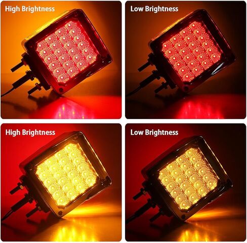 مربع الوجه المزدوج أدى أضواء إشارة بدوره العنبر / الأحمر 52 أدى، الوجه المزدوج أدى مقطورة وقف الذيل بدوره إشارات شاحنة الحاجز أضواء الركيزة 3 ترصيع استبدال لkenworth / بيتربيلت / Freightliner 10V-30V in Kuwait