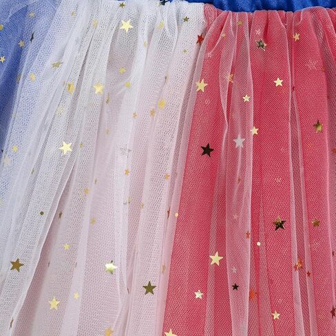 Toddler Girl 4th of July Outfit USA Letter Print Short Sleeve Tops with Tulle Skirt Dress Baby Summer Clothes in Saudi Arabia