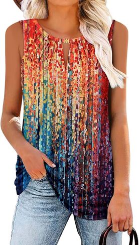 Womens Tank Tops Summer Tunic Tops Floral Sleeveless Shirts in Kuwait