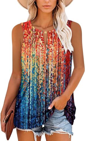 Womens Tank Tops Summer Tunic Tops Floral Sleeveless Shirts in Kuwait