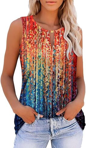 Womens Tank Tops Summer Tunic Tops Floral Sleeveless Shirts in Kuwait
