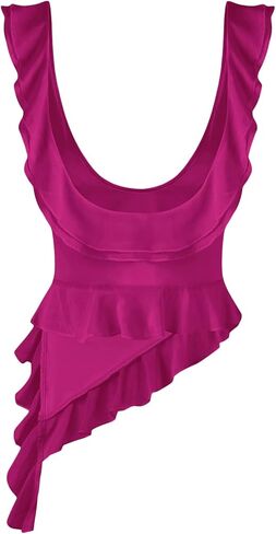 المرأة Y2k الخروج أعلى مثير كشكش شبكة قطع علوية بدون أكمام غير متناظرة لطيف منخفضة قطع الصيف كامي قميص in Kuwait