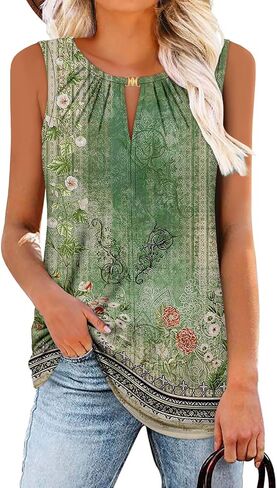 Womens Tank Tops Summer Tunic Tops Floral Sleeveless Shirts in Saudi Arabia