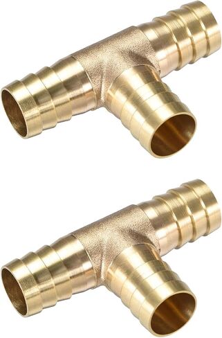 3/4" T-Shaped 3 Ways ID Brass Barb Splicer Fitting,19mm Barb Hose Fitting Air Gas Water Fuel,Barbed Tee Connector,2pcs in Saudi Arabia
