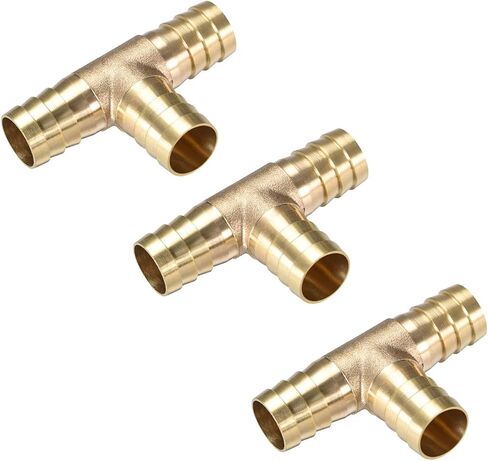 3/4" T-Shaped 3 Ways ID Brass Barb Splicer Fitting,19mm Barb Hose Fitting Air Gas Water Fuel,Barbed Tee Connector,2pcs in Saudi Arabia