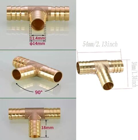 3/4" T-Shaped 3 Ways ID Brass Barb Splicer Fitting,19mm Barb Hose Fitting Air Gas Water Fuel,Barbed Tee Connector,2pcs in Saudi Arabia