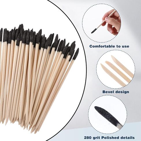 50 PCS Sanding Sticks for Woodworking, 280 Grit, 5.52 X 0.2inch Detail Sanding Tools Sanding Sticks for Wood Sanding Sticks Matchsticks Sanding Twigs for Plastic Models, Small Parts, Manicure in Saudi Arabia