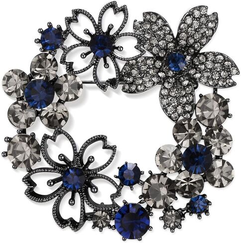 Rhinestone Crystal Costume Rose Brooches Pin for Women, Retro Vintage Art Deco Flower Leaf Brooch Decoration for Party in Saudi Arabia