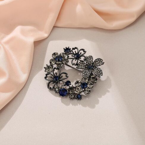 Rhinestone Crystal Costume Rose Brooches Pin for Women, Retro Vintage Art Deco Flower Leaf Brooch Decoration for Party in Saudi Arabia