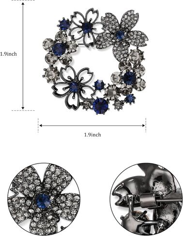 Rhinestone Crystal Costume Rose Brooches Pin for Women, Retro Vintage Art Deco Flower Leaf Brooch Decoration for Party in Saudi Arabia