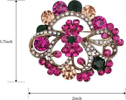 Rhinestone Crystal Costume Rose Brooches Pin for Women, Retro Vintage Art Deco Flower Leaf Brooch Decoration for Party in Saudi Arabia